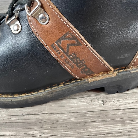 Vintage Kastinger Hiking Boots Black Leather Mountain Vibram Lace Up Size 6.5 - Picture 9 of 10